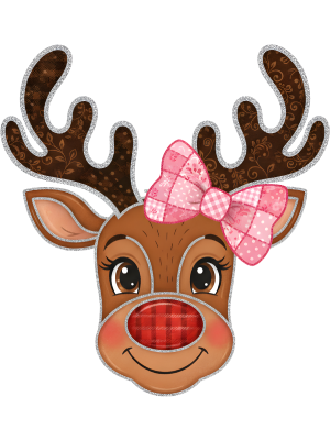 Patchwork Reindeer with Bow - 143