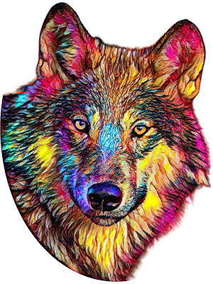 Rainbow Wolf Head