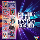 Pre-Made DTF Gang Sheet - Red, White & Loud