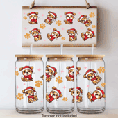 Press Ready UV DTF Decal - 16oz Wrap - Santa Dogs