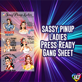 Pre-Made DTF Gang Sheet - Sassy Pinup Ladies