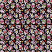 Printed HTV Sugar Skulls Black Background 12" x 15" Sheet