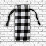 Wine Bottle Gift Bag - White Buffalo Plaid