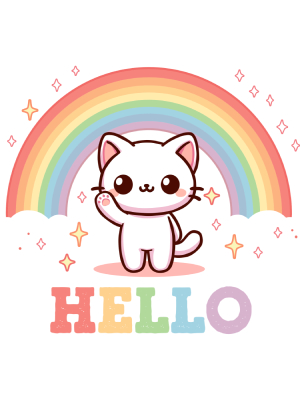 Cartoon Cat Says Hello - 143 