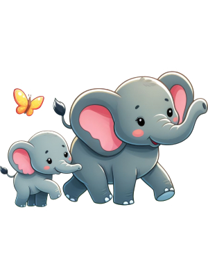 Cartoon Elephant Family - 143