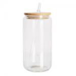 Clear 16oz Glass Can with Straw