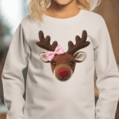 Press Ready Transfer - Crochet Reindeer with Bow - Youth