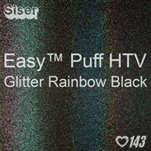 Easy™ Puff HTV: 12" x 24" - Glitter Rainbow Black