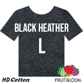 Fruit of the Loom HD Cotton T-shirt - Black Heather - Large