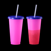 Color Changing Tumbler with Lid and Straw - Pink to Dark Pink