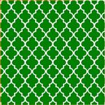 Printed Pattern Vinyl - Glossy - Green and White Quatrefoil 12" x 24" Sheet