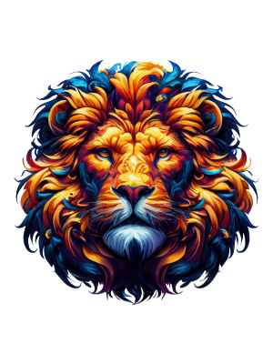 Yellow And Blue 3D Lion - 143